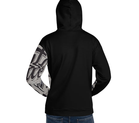 UO | Men's Asymmetric Black Print Hoodie