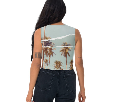 UO | Palm Tree Torn Print Crop Top