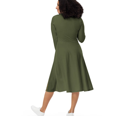 UO | Women's Khaki Long Sleeve Midi Dress