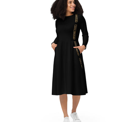 UO | Women's Black Long Sleeve Midi Dress