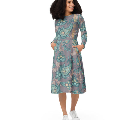 UO | Women's Paisley Long Sleeve Midi Dress