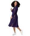 UO | Women's Deep Purple Long Sleeve Midi Dress