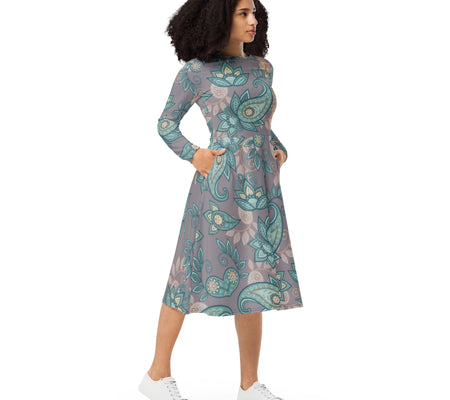 UO | Women's Paisley Long Sleeve Midi Dress