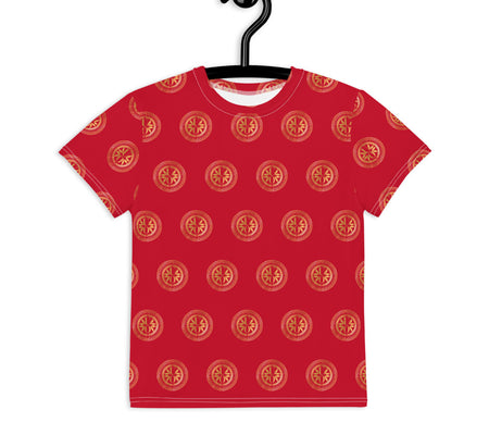 UO | Multi Print Red Youth Crew T-Shirt