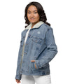 UO | Women's Embroidered Denim Sherpa Jacket